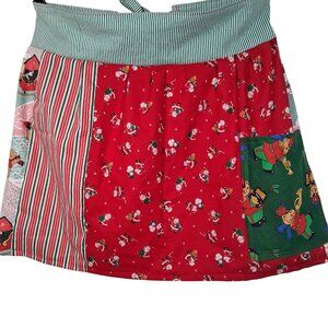 Handmade Christmas Apron Patchwork Teddy Bear Santa Claus One Of A Kind Holiday